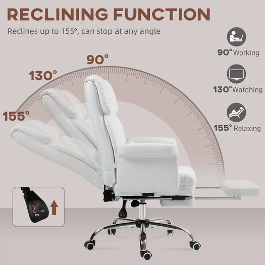 Ergonomic Office Chair Height-adjustable Reclining backrest footrest