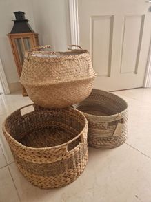 Large Woven/Wicker Baskets x 3