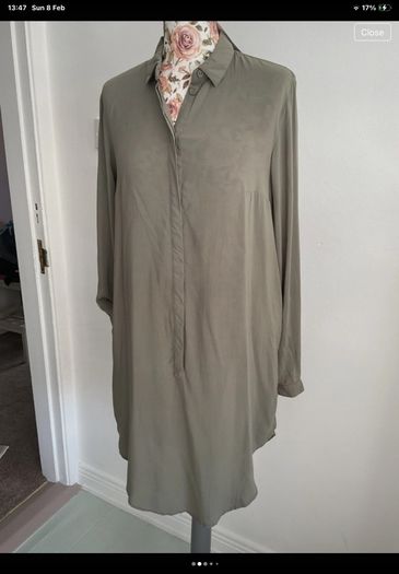 shirt bnwt H&M long shirt /shirt dress khaki size 10