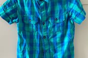 Green &amp; blue checker short sleeve shirt 18-24 months