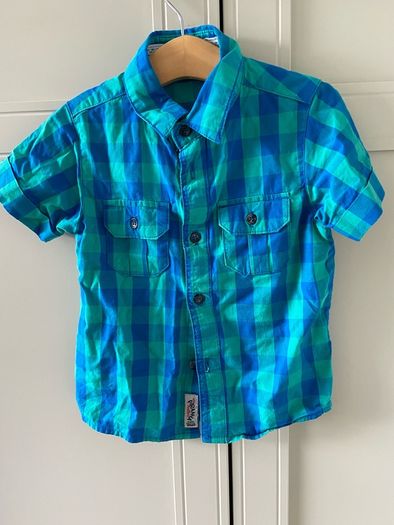 Green & blue checker short sleeve shirt 18-24 months