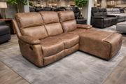 Athens Brown Fabric Recliner Corner Sofa with Chaise Easy Clean