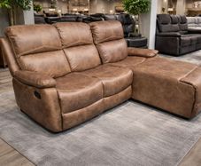 Athens Brown Fabric Recliner Corner Sofa with Chaise Easy Clean