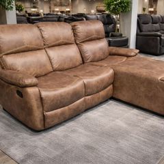 Athens Brown Fabric Recliner Corner Sofa with Chaise Easy Clean
