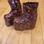 Demonia Platform boots Size 6 Burgundy Hologram Image 3