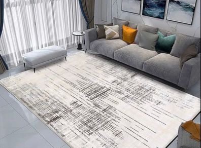 Area Rug Living Room Rugs Grey Modern Luxury Rug Soft Short Pile Carpet Modern Style Decorative Rugs for Living Room Bedroom 120 x 160 cm (FREE POSTAGE)