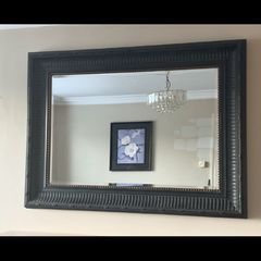 Black rectangle mirror with gold stud detail