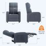 Recliner Armchair for Adults, Hand Push Fabric Recliner Armchair with Adjustable Leg Rest, High-Density Padding & Side Pocket - PU Leather Sofa Lounge Home Living Room Image 2