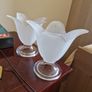 Vintage frosted Art Glass Tealight Candle Holder Tea Light Image 3