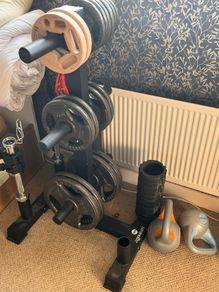Home Gym Setup 75kg Olympic Weights, Dumbbells, Bench & Stand