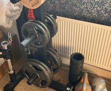 Home Gym Setup 75kg Olympic Weights, Dumbbells, Bench & Stand