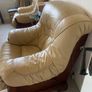 cream leather arm chair Image 2