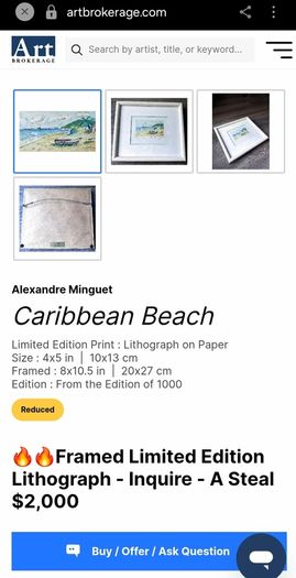 Fantastic Limited-Edition Hand-Signed Lithograph Print of a Caribbean Scene by the Renowned French Artist Alexandre Minguet (1937-1996), #737/1000