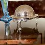 Vintage Silver Colour Roll Top Butter Dish with Glass Insert or Ornate Caviar Server Image 3