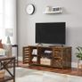 _TV cabinet, TV shelf, TV table, TV table, with lamellar doors, open compartments, 2 holes for cables, adjustable shelves, for TVs up to 43 inches, vintage brown Image 2