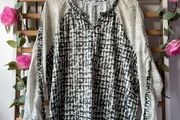 blouse Bnwt Irish brand No2moro size 12 khaki patterned long sleeve top