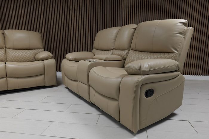 Rita 3+2 True Beige Leather Recliner Sofa Set
