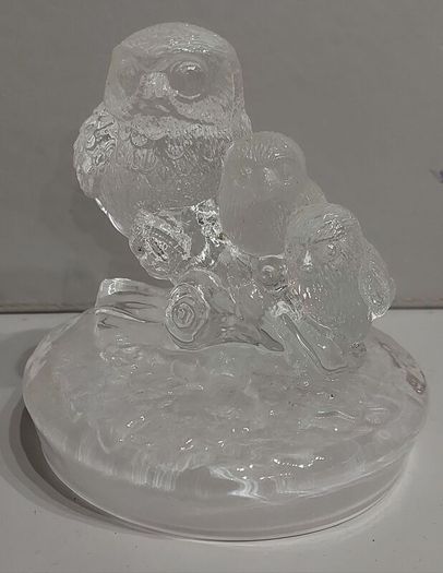 Vintage Royal Crystal Rock owl paperweight
