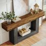 Console Table 63 Inch Long 2 Tier Entrance Table Sofa Table with Storage Farmhouse Wood Behind Coffee Table Image 4