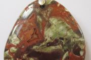 Silver Plated 20" Brown Natural Rain Forest Jasper Pendant Necklace