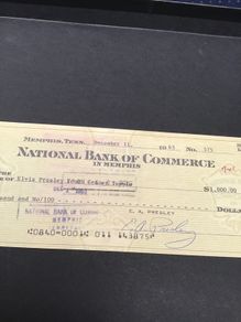 Elvis Memorabilia - Cheque signed by Elvis