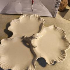 Royal Regal White 3 Section Serving Plate Ornate Canapes Plate Kitchen