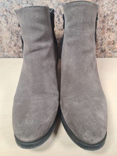 Women's Amy Huberman Bourbon Ankle Boots Heels Grey Leather Suede Size Uk 6 Eu 39