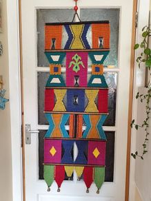 Large Vintage Boho Macrame Woven Textile Nepalese Wall Hanging with Bells