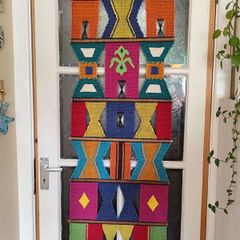 Large Vintage Boho Macrame Woven Textile Nepalese Wall Hanging with Bells