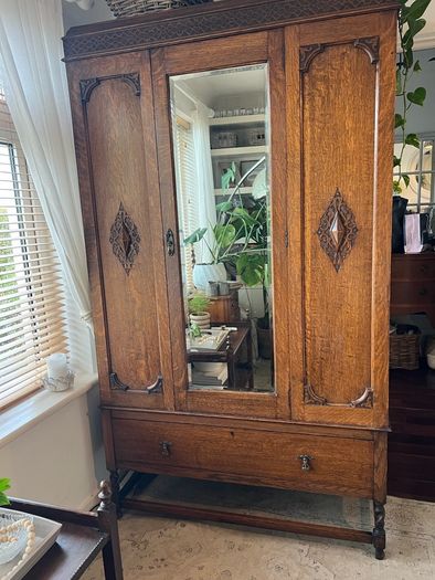 Antique Oak wardrobe with mirror
