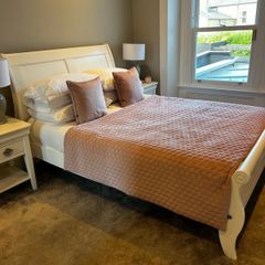 White Wooden Queen Sleigh Bed