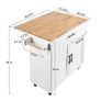 FREE SHIPPING VEVOR 2-Door 1/2 3-Drawer White Mobile Kitchen Island Rubber Wood Desktop Rolling Kitchen Cart with Wheels for Home Bar Storage Image 2