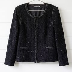 Libra vintage jacket black chain trim chanel style chic classic