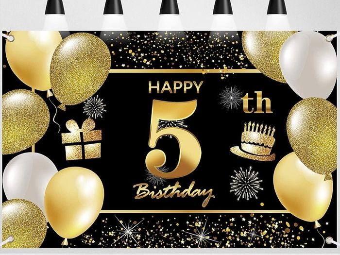 5th Happy Birthday Banner  Decorations Birthday Backdrop Decorations for a Party