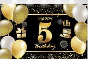 5th Happy Birthday Banner  Decorations Birthday Backdrop Decorations for a Party