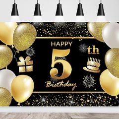 5th Happy Birthday Banner  Decorations Birthday Backdrop Decorations for a Party