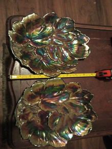2 mid century enameled plates