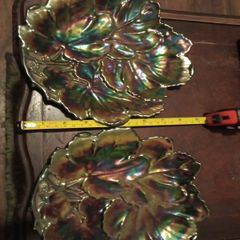2 mid century enameled plates