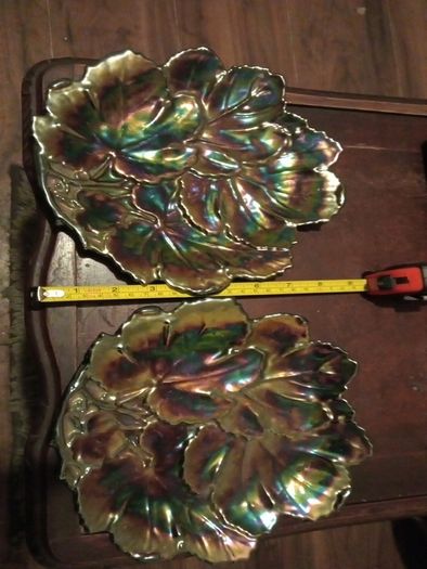 2 mid century enameled plates