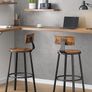 Bar Stools, Kitchen Stools, Set of 2 Tall Bar Chairs with Backrest, Steel Frame, 73 cm High Seat, Easy Assembly, Industrial, Rustic Brown and Black (FREE POSTAGE) Image 5