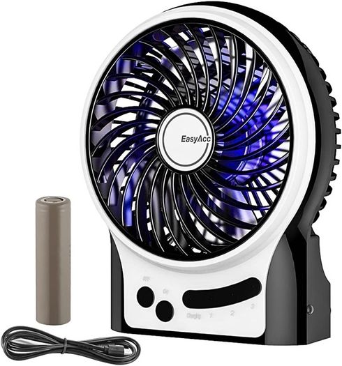 Battery Fan, Rechargeable Desk Fan Portable Handheld Personal Mini USB fan Battery, 3 Speeds Internal and Side Light,Cooling for Traveling,Fishing,Camping (FREE POSTAGE)