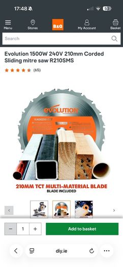 Mitre Saw Evolution 1500W 210mm cordes