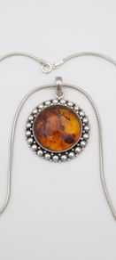 925 vintage Silver necklace baltic amber