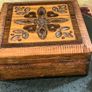 Vintage circa 1970 Hand-Carved Polish Wooden Jewellery Trinket Box Brass & Copper Inlay Image 5