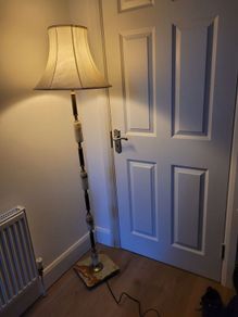 marble and brass floor lamp
