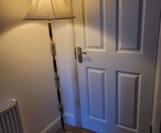 marble and brass floor lamp