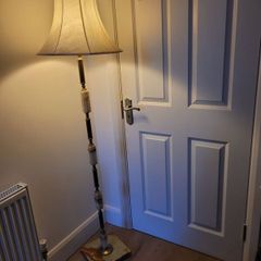 marble and brass floor lamp