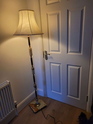 marble and brass floor lamp