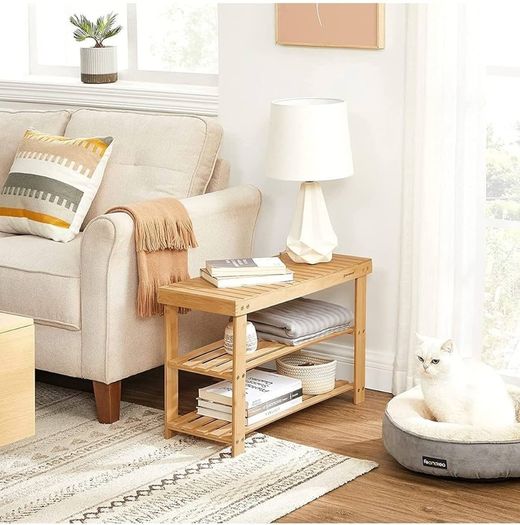 FREE EXPRESS SHIPPING 3-Tier Bamboo Shoe Bench, Shoe Rack Storage Organizer, 70 x 28 x 45 cm, ideal for Hallway, Bathroom, Living Room and Corridor