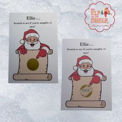 Personalised Elf on the Shelf Naughty or Nice scratch to reveal cards
